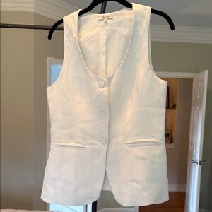 Madewell White Linen Button-Up Vest